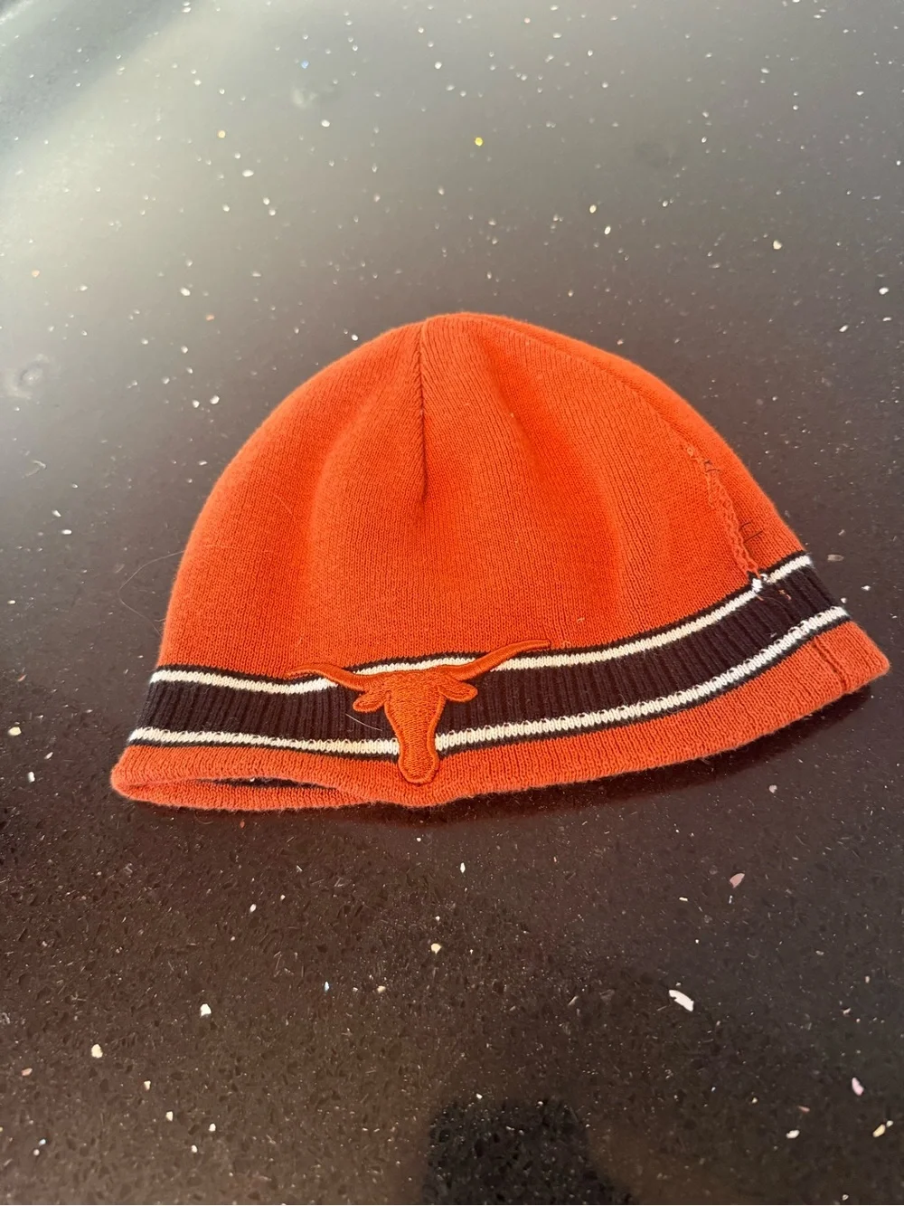 University of Texas UT Orange Knit Beanie with Black Stripe and 'T' Accent